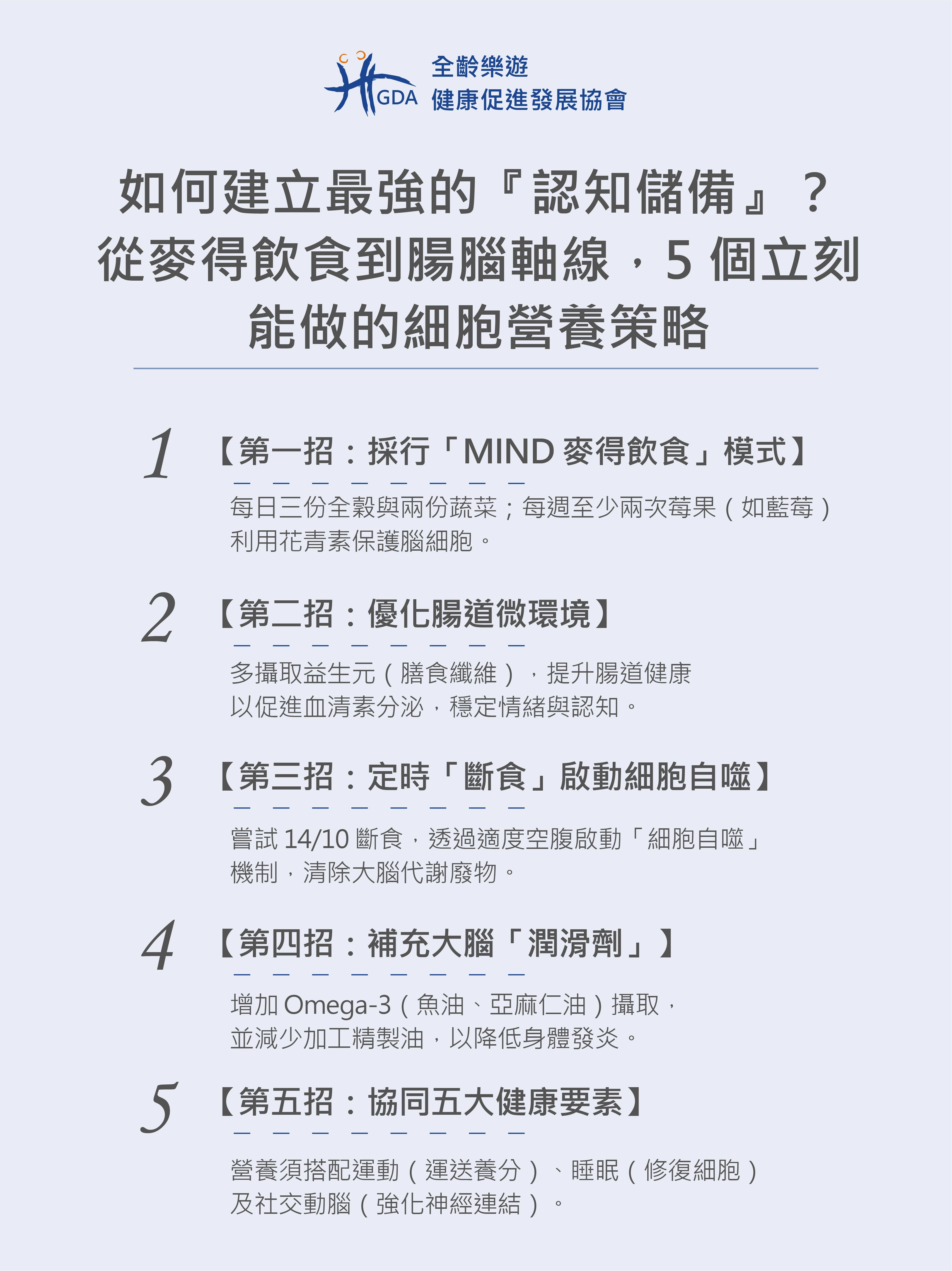 均衡營養｜如何建立最強的『認知儲備』？從麥得飲食到腸腦軸線，5 個立刻能做的細胞營養策略
